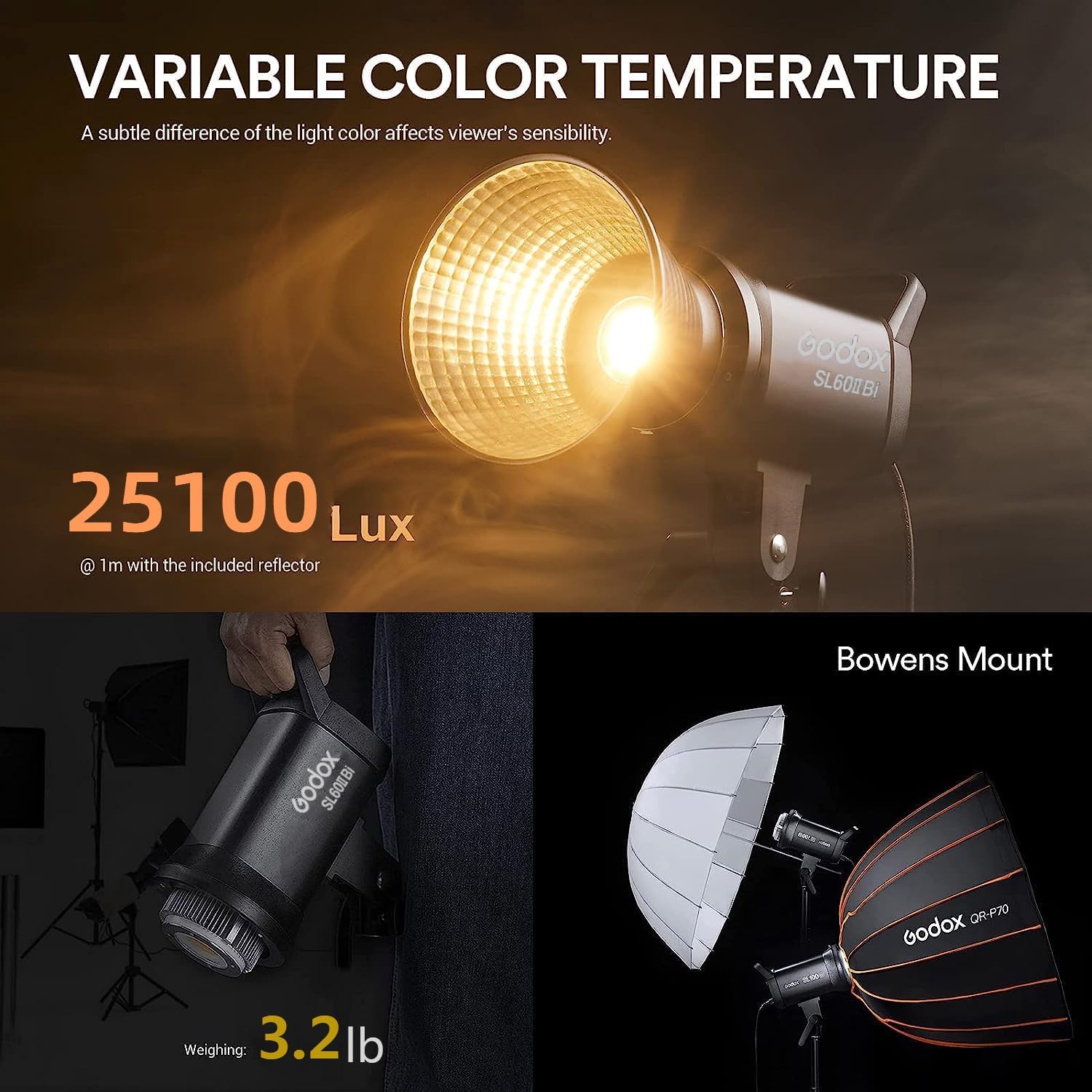 Godox SL60IID SL60IIBi 75W Luz - Strobe Light Studio avaliação e preço