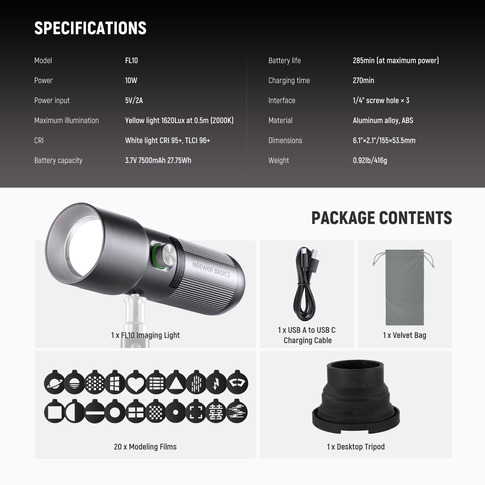 Lanterna fotográfica LED NEEWE - Strobe Light Studio avaliação e preço