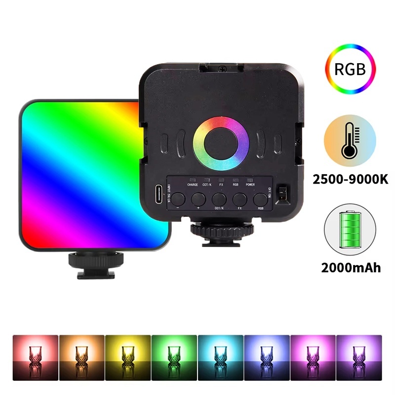 Mini luz de vídeo RGB portátil - Hot Shoe Adapter avaliação e preço