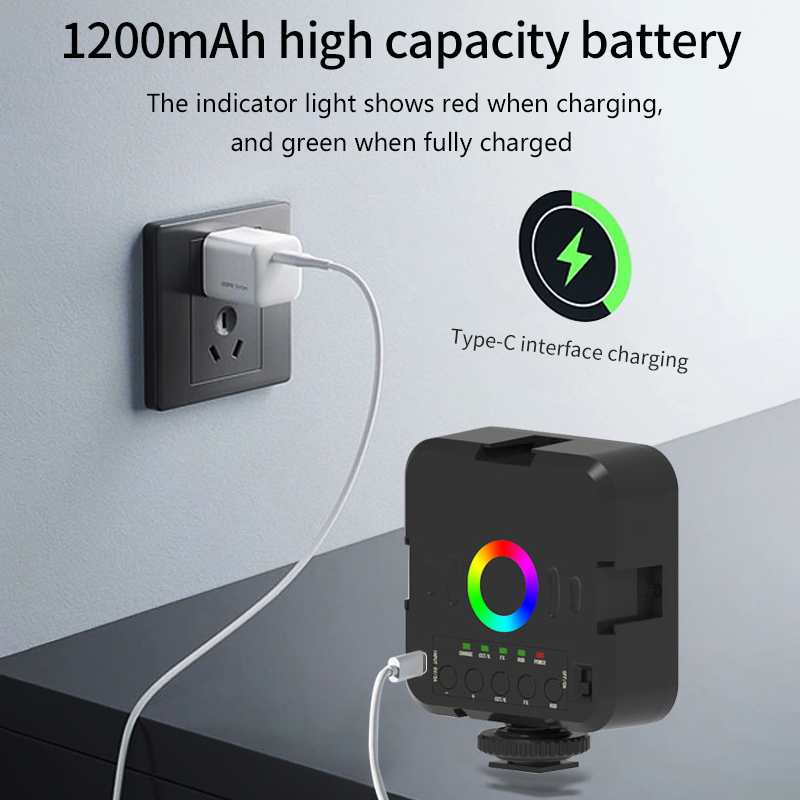 Mini luz de vídeo RGB portátil - Hot Shoe Adapter avaliação e preço